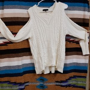 Lane Bryant cream 18 20 sweater peekaboo shoulder